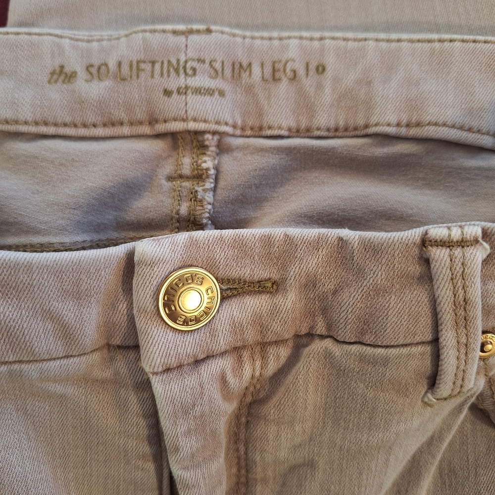 Chico's So Lifting Slim Leg Khaki Jeans Sz 0 27" *D2 - Picture 6 of 6